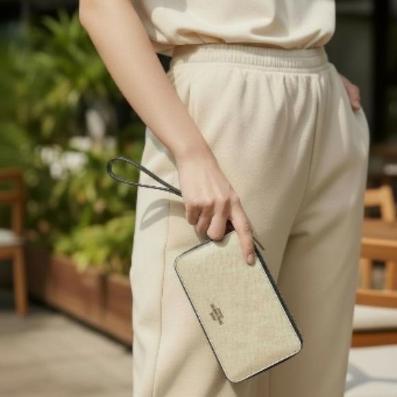 Coach Handbags - Coach Cream Wristlet Clutch